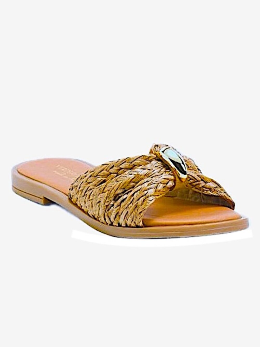 Verde Rosmarino Woven Band Slide Sandals Slip On Flats in Natural Women's 38 NEW